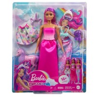 Barbie Dreamtopia sirena unicorno trasformabile con corpetto sfumato coda da sirena o una gonna floreale corta