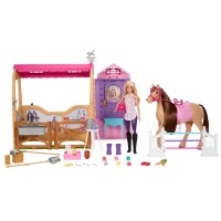 Barbie Playset Stalla con Bambola e Cavallo