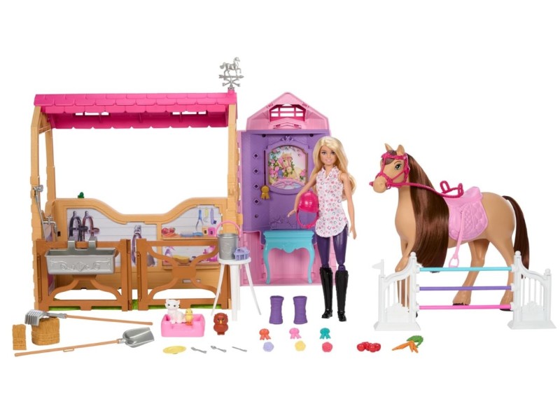 Barbie Playset Stalla con Bambola e Cavallo