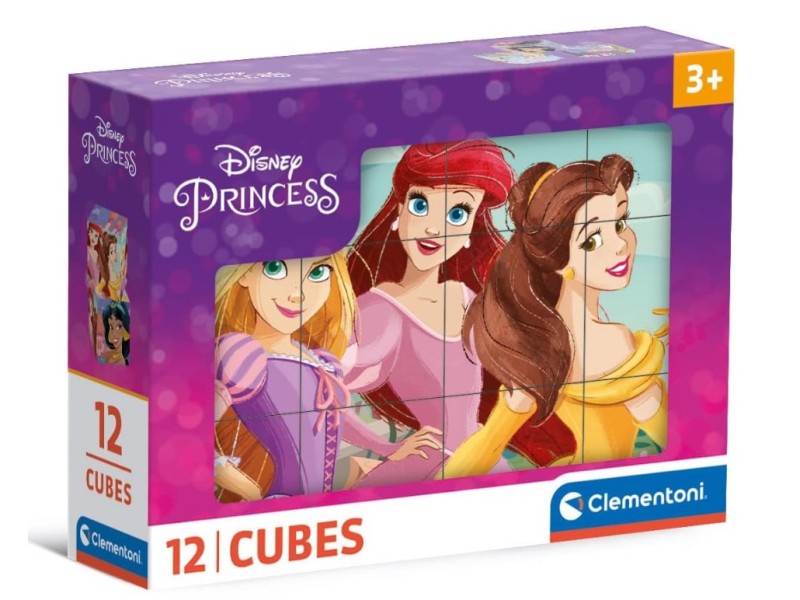 Cubi Puzzle Principesse 12 pezzi Rapunzel Jasmine la Sirenetta Cenerentola Belle e Aurora