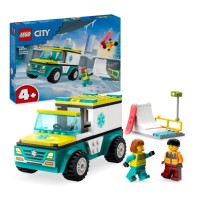 LEGO City Ambulanza di Emergenza e Snowboarder completa di barella e siringa giocattolo 60403