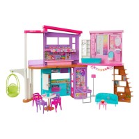 Barbie Casa di Malibu casa delle Bambole con 2 Piani 6 Stanze Ascensore Altalena e più di 30 Accessori