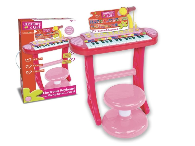 Tastiera Pianola Elettronica Rosa a 31 Tasti con Microfono 