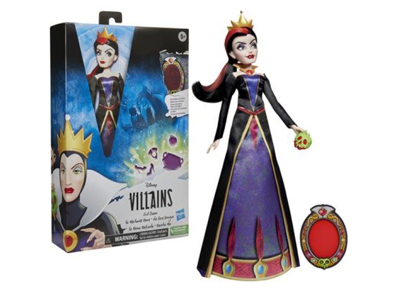Bambola Regina Cattiva Villains di Biancaneve Disney con abito nero e viola