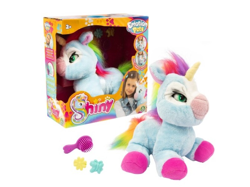 Unicorno Shiny emotion pets interattivo che ama essere coccolato e spazzolato